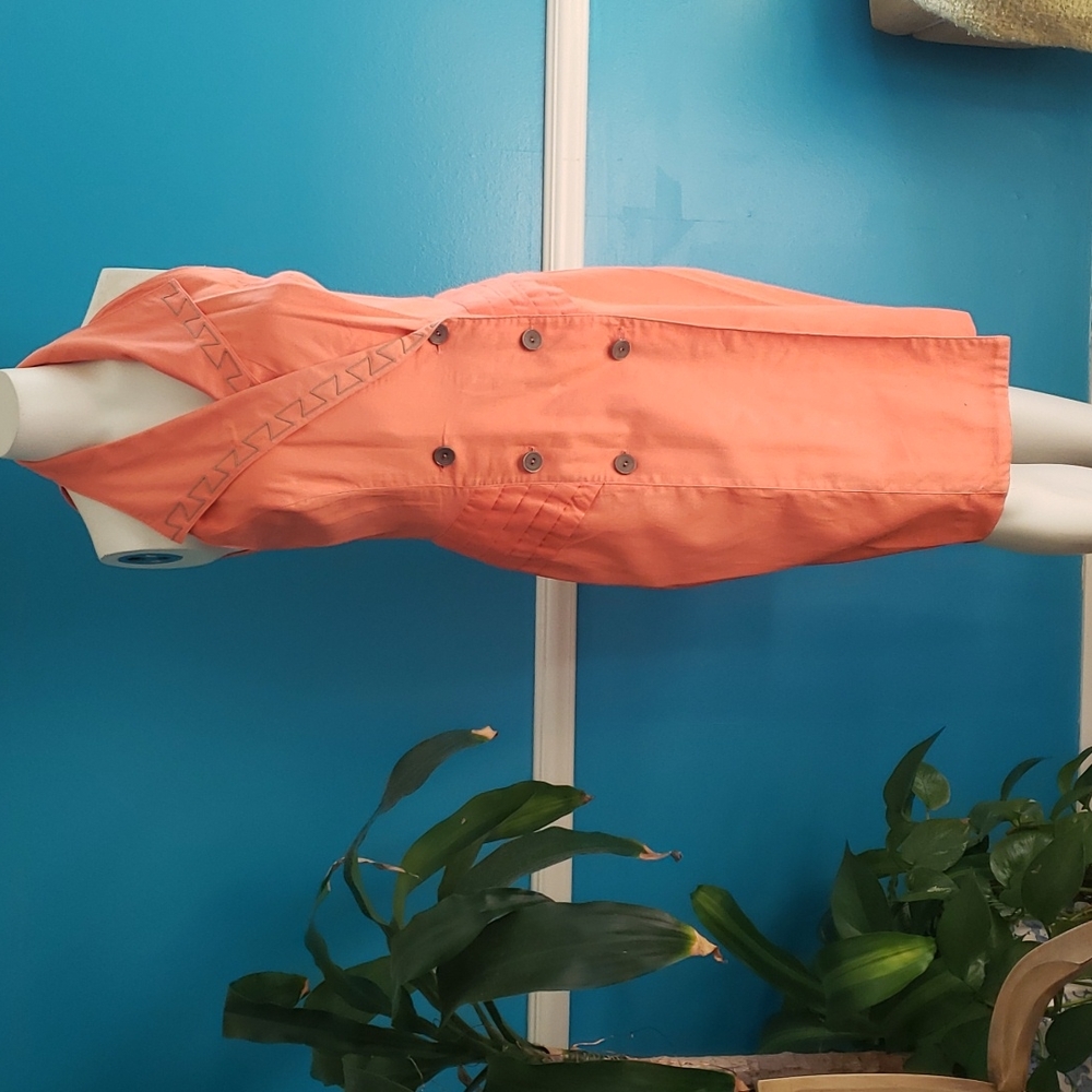 Vintage 1990 BARBARA BARBARA orange dress. Sleeveless, button up. Size 10.